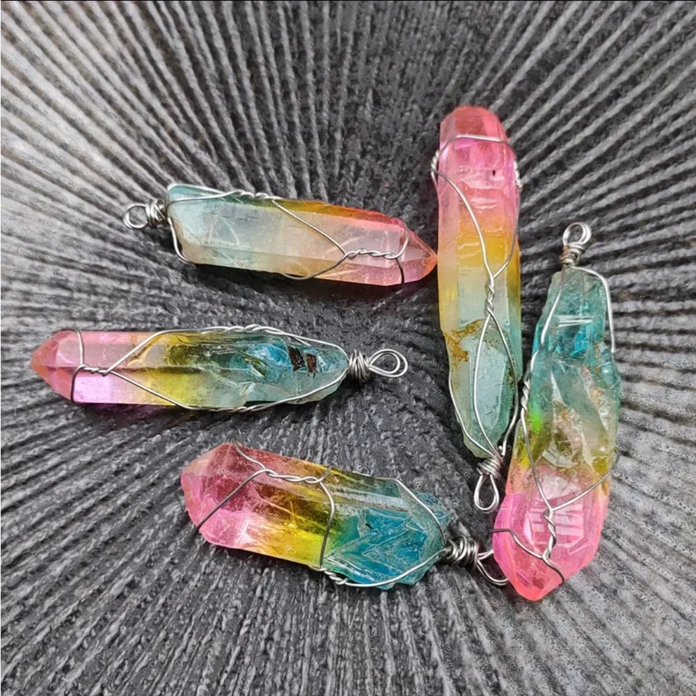 NEW Colorful Chakra Original Stone Crystal Necklace - Picture 3 of 4